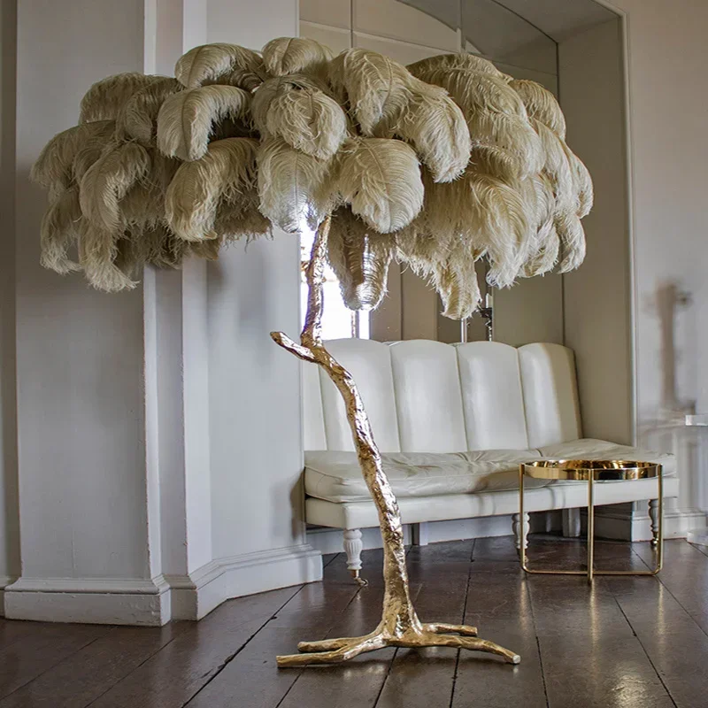 Resin Art In Floor - Modern Led Ostrich Feather Floor Lamps