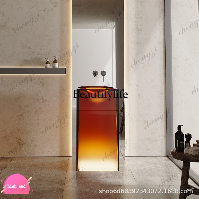 Resin Art In Floor - R134 Transparent resin color column basin